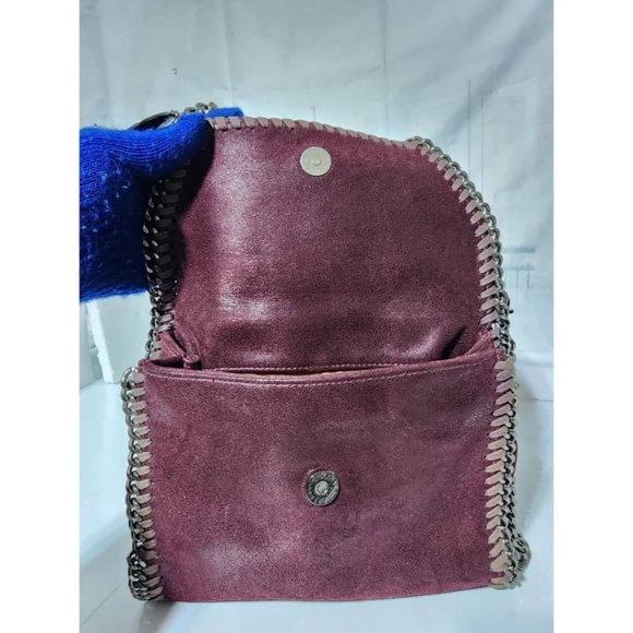 Authentic Stella McCartney Faux Leather Falabella Shoulder Bag Burgundy - Picture 5 of 14